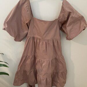 Cute Brown Olivaceous Dress with Bow